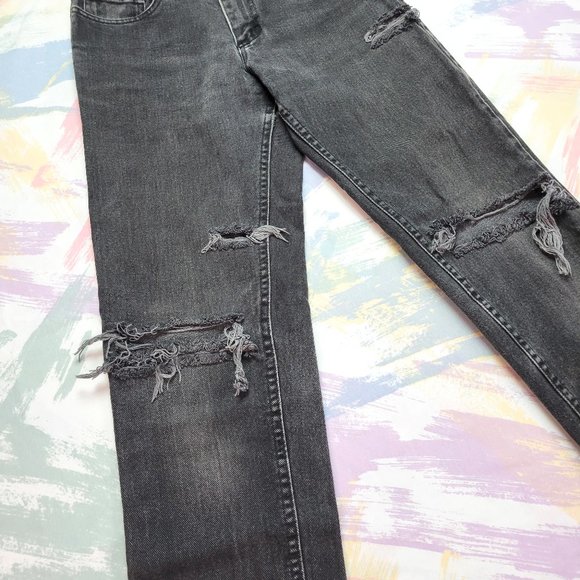 Vintage 90s Lee Faded Black Ripped Mom Jeans - Picture 3 of 5